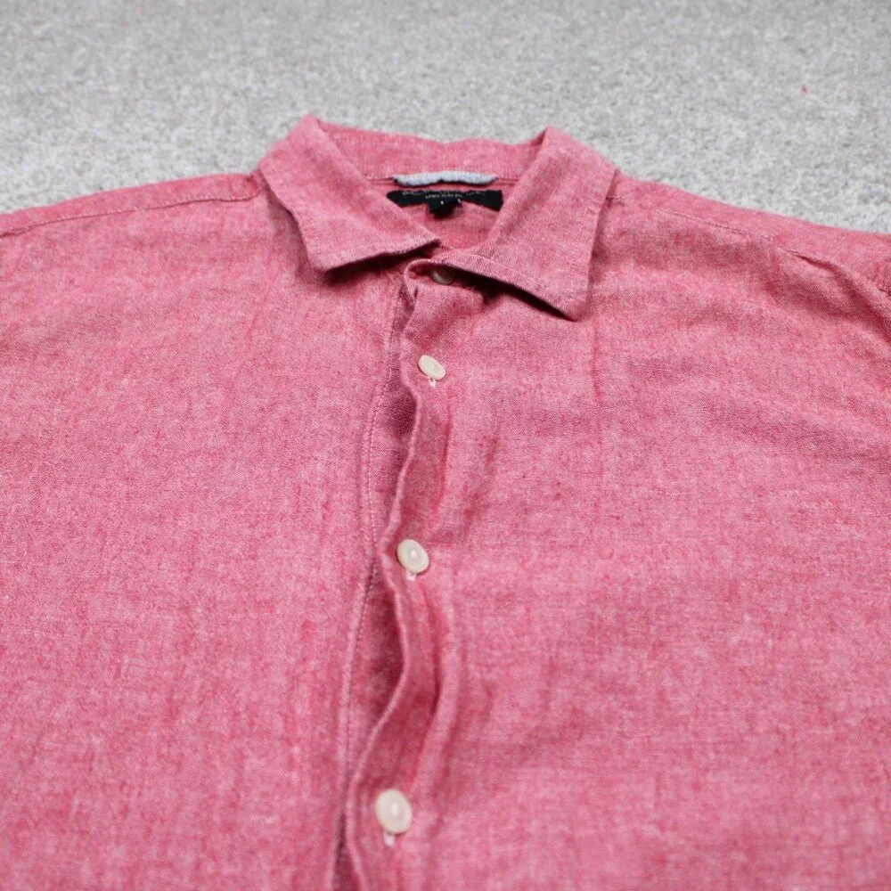 Banana Republic Linen Slim Fit Shirt Adult Large Red Linen/Cotton Blend‎ L/S